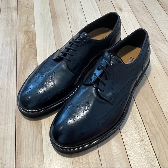 NWB Intensi Black Leather Oxford Men’s Shoes - Sz 42 - Picture 2 of 15